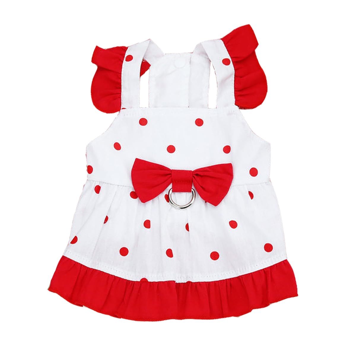 Generic Dog Polka Dot Dress Dog Cute Bowknot Princess Dress Puppy Breathable Comfortable Summer Clothes Cats Elegant Pleated Dress for Female Dogs Birthday Holiday Yorkie Chihuahua Outfits Red S