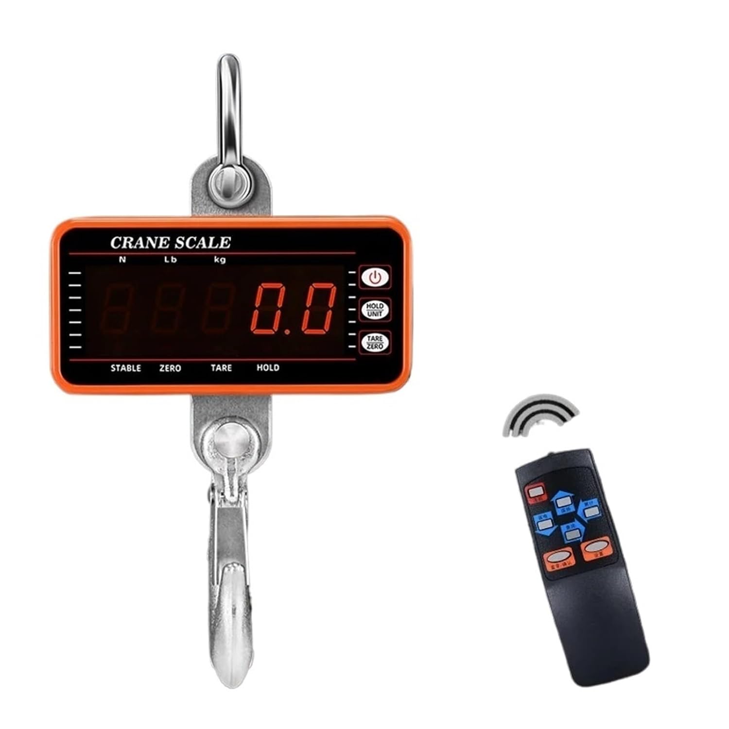 Crane Scale, Hanging Digital Scale 1500kg with 65ft Remote Control 1000kg 500kg Crane Dimmable LED Industrial Hook for Garage,Digital Hanging Scale(1500kg Orange)