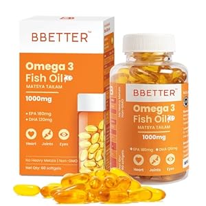 BBETTER Omega 3 Fish Oil 1000mg High Strength for Healthy Heart, Brain & Body, Omega3 Fatty Acid Capsules for Women…