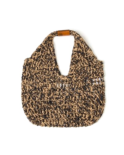 Bolso Tote bicolor de rafia con asas acrílicas miniatura 3