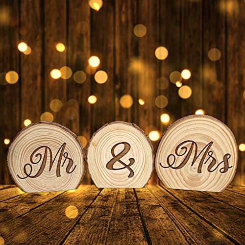 Zhuper Mr And Mrs Sign,Rustic Mr And Mrs Sign For Wedding Table,Wood Slice Wedding Table Decorations,Rustic Wedding Decor thumb #5
