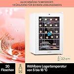 Klarstein Weinkühlschrank, 1 Zonen Getränkekühlschrank Klein, Freistehender Kleiner Weinschrank, 53L Wein-Kühlschrank mit Glastür, Indoor/Outdoor Flaschenkühlschrank, Wine Fridge 20 Flaschen – Bild 3