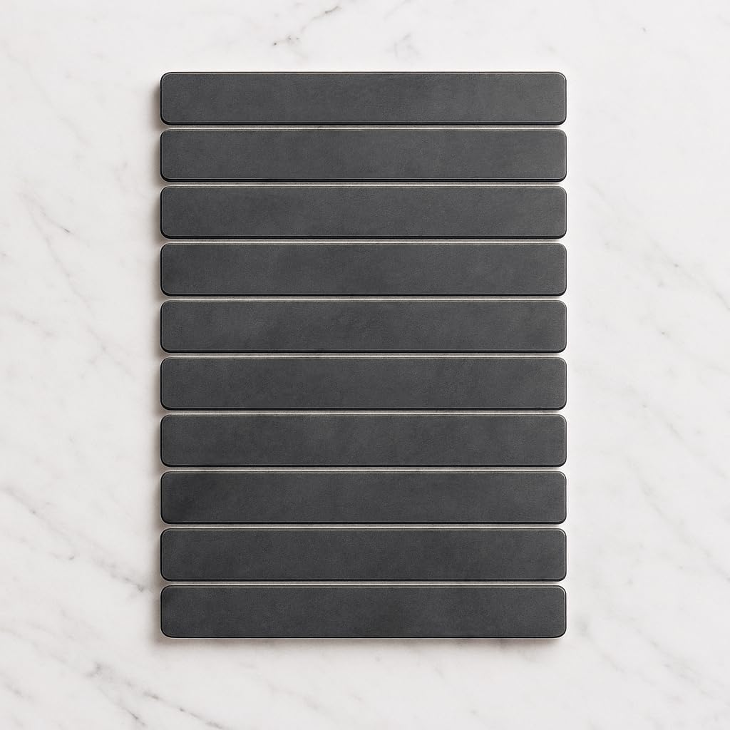 Premium Foldable Stone Bath Mat - Ultra Absorbent Quick Drying Compact Easy to Store & Clean Non-Slip Diatomaceous Earth Bath Shower Mat (Dark Grey) - Image 2