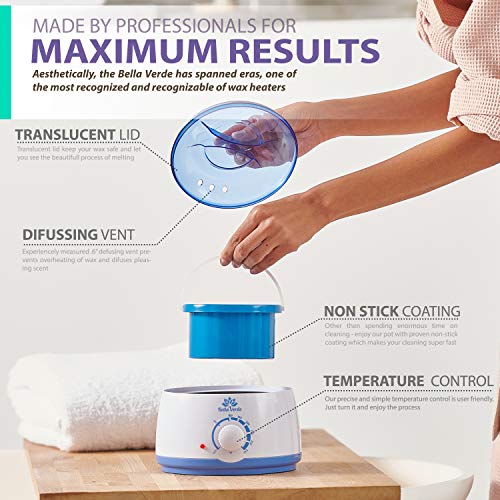 image for BELLA VERDE New Waxing Kit - Home Wax Warmer - Post and Pre Wax Treatm