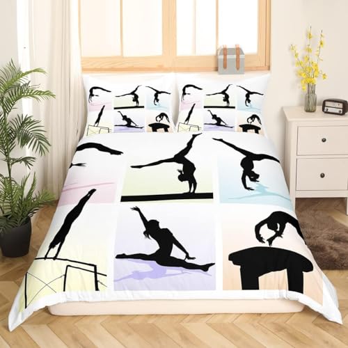 Homewish Black Girl Gymnastics Duvet Cover King Gymnast Dancer Bedding Set - Image 2