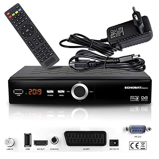 Receptor de satélite Digital Echosat 20900 M (HDTV, DVB-S/S2, HDMI, SCART, 2 Puertos USB 2.0, Full HD 1080p) [preprogramado para Astra, Hotbird, Türksat] Sencillo Echosat 20900 M Echosat 20900