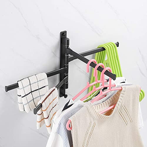 Swivel Towel Rail 3/4/5 Arming 30 Cm Swivel Towel Rail 180¡ã Rotation Towel Holder Aluminum Swivel Arm Towel Rail for Bathroom Black (3 Arms) - Image 2