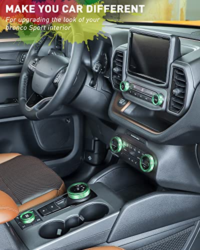Savadicar Ckt02 Billet Aluminum Control Knob Trim Sets, Headlight/4Wd/Hvac Climate Control Knob Bezels, Air Conditioner/Radio Switch Cover For 2021-2023 Ford Bronco Sport, Interior Accessories, Green #TOP1