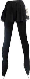 DNJKH Adult Child Skating Leggings with Skirt, Figure Skating Pants with Removable Hip Protection, Ice Skating Clothes(Black)