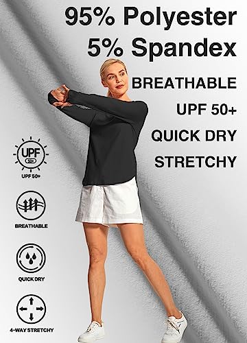 Hiverlay Long Sleeve Workout Shirts for Women V Neck UPF 50+ Athletic Shirts with Thumbhole Running Loose Active T-Shirts3