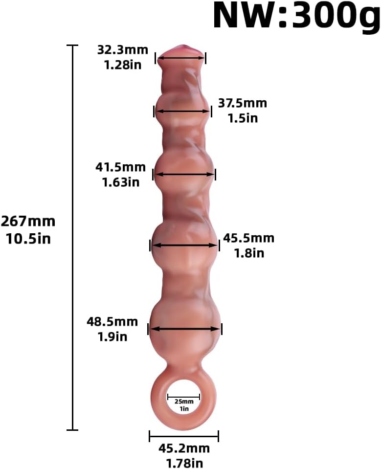 Flexible Silicone Anal Beads Butt Plug Adult Sex Toys, 10.51" Long Smooth Pull Ring Anal Plug for Couples, Body-Safe Prostate Massager