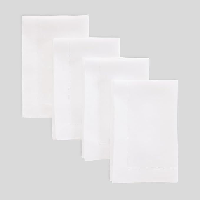 Solino Home White Linen Napkins Set of 4-100% Pure Linen Cloth Washable Dinner Napkins 20 x 20 Inch for Winter, Mothers Day, Spring, Easter - Fete