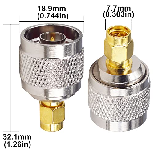 Adaptador coaxial N macho a SMA macho pack de 2 miniatura 6