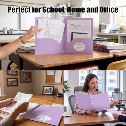 YouLain 3 Hole Pocket Folders, Plastic Pocket Folders for 3 Ring Binder, 2 Pockets Binder Folders with Business Card Slot for School, Office, Home Organization Letter Size 24 Packs - Image 5