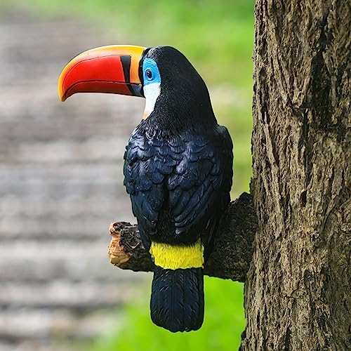 NORHOR Garden Statues,Garden Ornaments,Simulation Toucan Figurine,Resin Fake Birds Crafts Garden Animal Statue Tree Hanging Pastoral Decoration Pendant Outdoor Yard Decor - Image 2