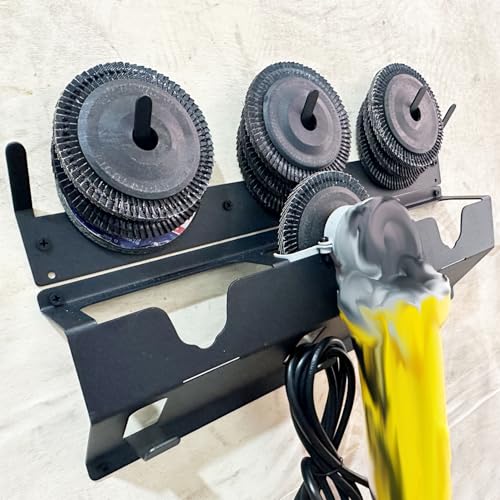 Gijok Updated Angle Grinder Holder, 3 Bay Angle Grinder Holder with Discs Hook Rack, Grinder Rack for Garage, Workshop, or Tool Trailer