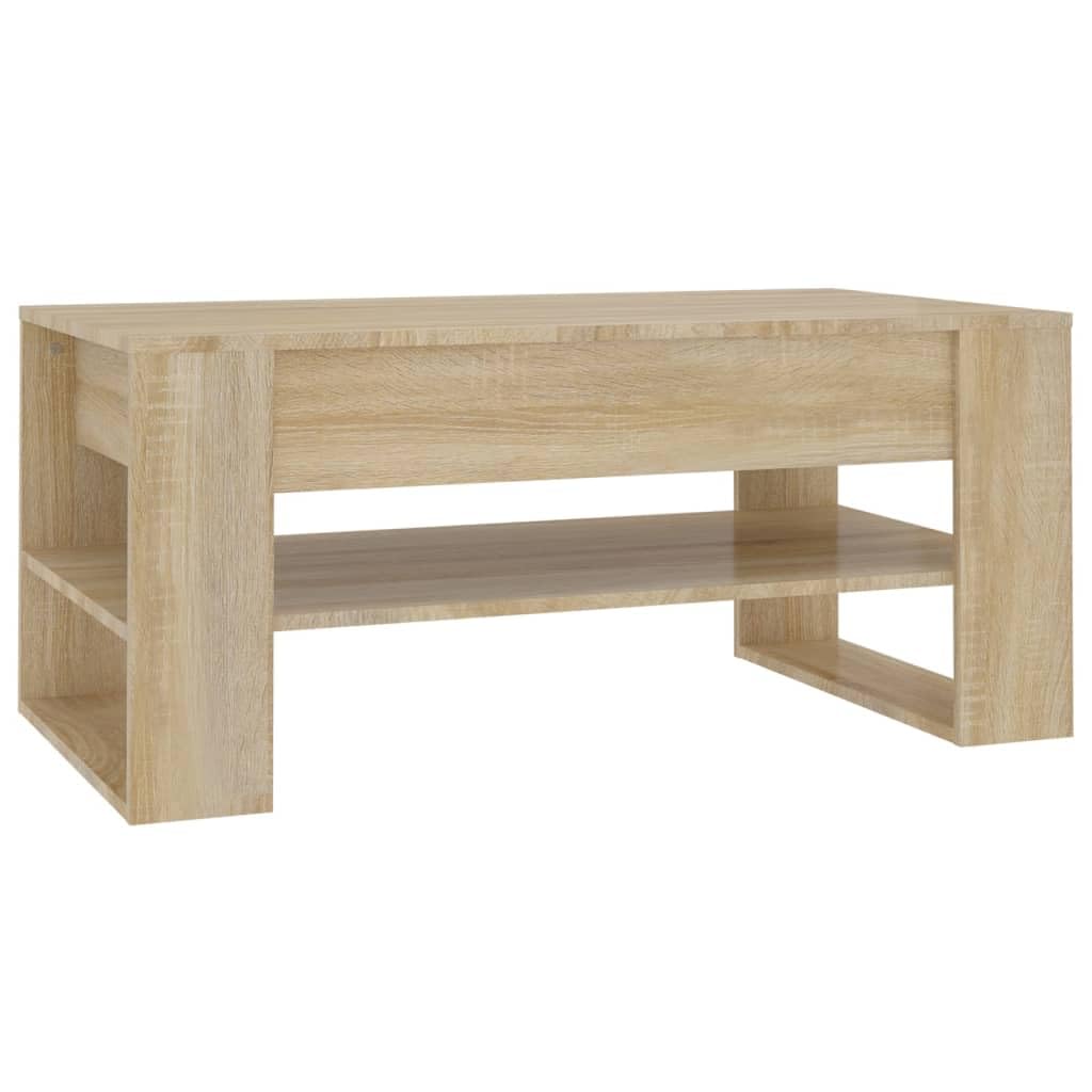 vidaXL Mesa de Centro Mesita Auxiliar Consola Lateral Salón Sofá Sala de Estar Café Muebles Mobiliario Madera Contrachapada Roble Sonoma 102x55x45 cm