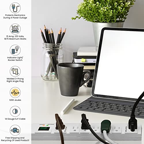 Gogreen Power (Gg-17636) 7 Outlet Surge Protector, 1200 Joules, White, 6 Ft Cord #TOP5