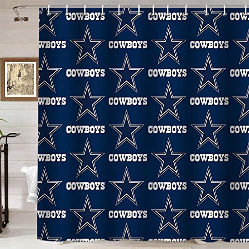 Namdeva 4Pcs/Set American Football Shower Curtain, Man Cave Navy Blue Texas Star Athlete Player Championship Modern Cool Sports Bathroom Decor For Men, Non-Slip Bath Rugs Toilet Mats, White Quotes #TOP2