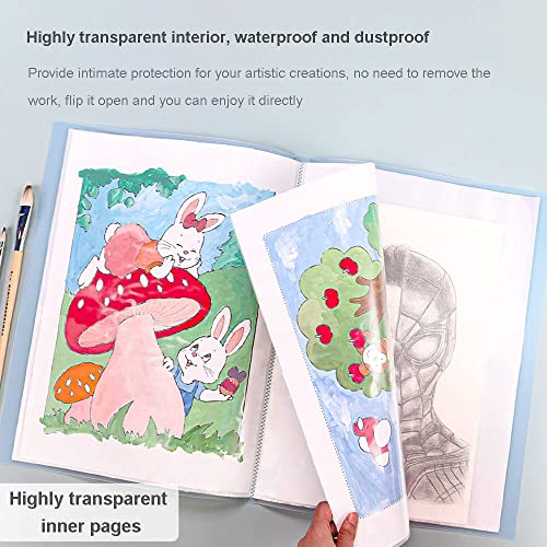 KASTWAVE A3 Diamond Painting Pictures Album, Diamond Painting Storage Presentation Book, Diamond Art Portfolio Folder with 30 Clear Pockets, Diamond Painting Art Protectors Portfolio (Blue,Pink)