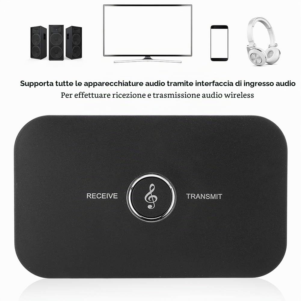 Trasmettitore/ricevitore Bluetooth, 2 in 1 Adattatore wireless Bluetooth A2DP Convertitore adattatore di assistenza da 3,5 mm per auricolare altoparlante del telefono, ecc