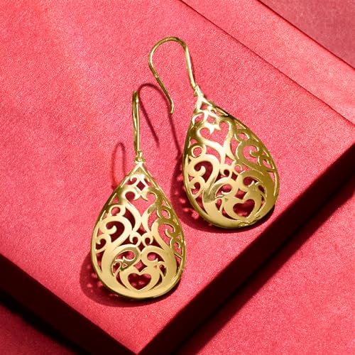 Ross-Simons 18kt Gold Over Sterling Openwork Teardrop Earrings3