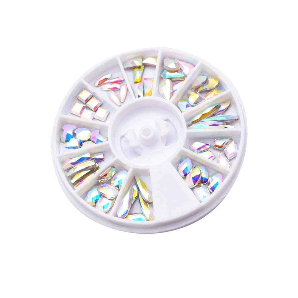Sparkly 1 Box Crystal AB Nail Rhinestones For Nail Stones Manicure Glass Gems Geometry Jewelry Nail Art Decorations In Wheel