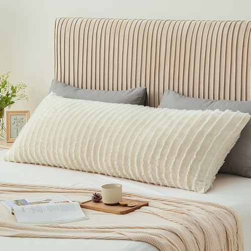 Image of BEDELITE Body Pillow Cover with Zipper, Boho-Beige, 20x54 Inch, 1 Pack | Body Pillow Pillowcase, Super Soft and Cozy Fuzzy Fleece, Luxury Plush Long Pillowcase, Versatile Comfort for All Seasons