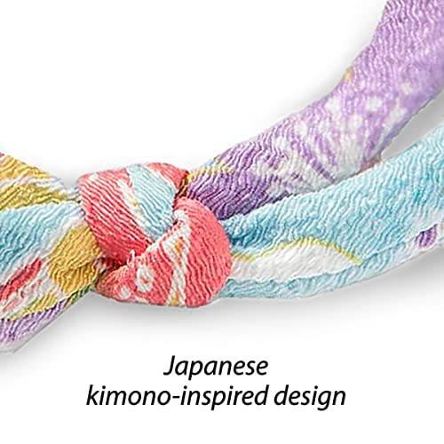 Necoichi Chirimen Cat Collar with Clover Bell, Baby Blue - Thumbnail 3