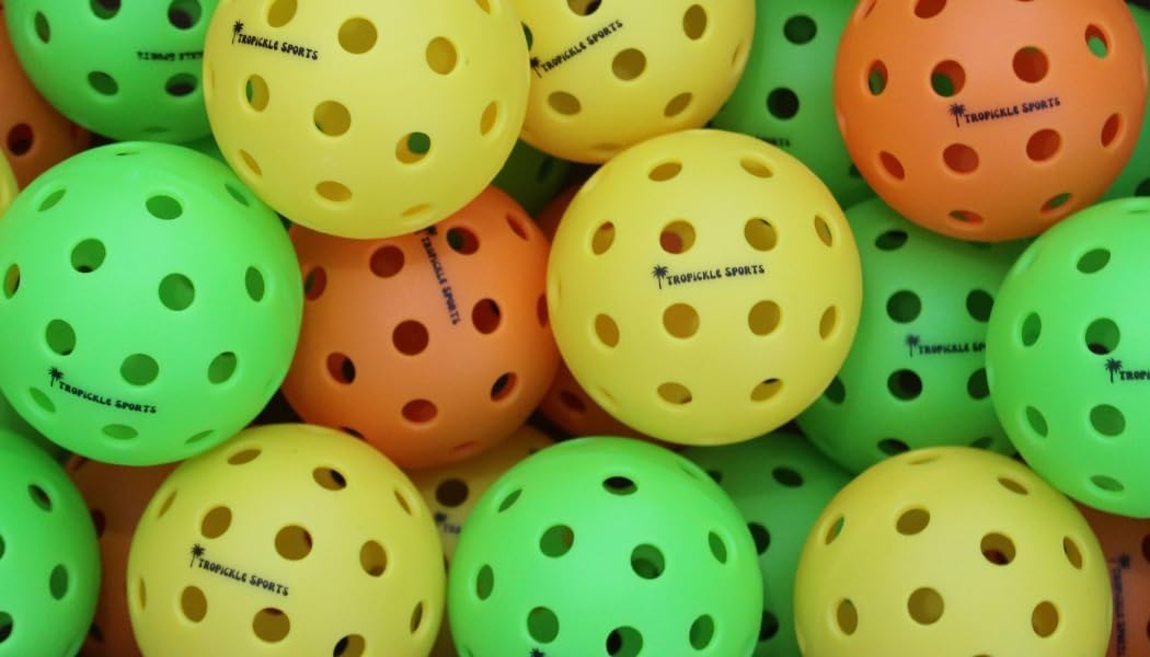 Outdoor Pickleballs - 6 Pack Premium Vibrant Durable Pickleballs with 40 Holes