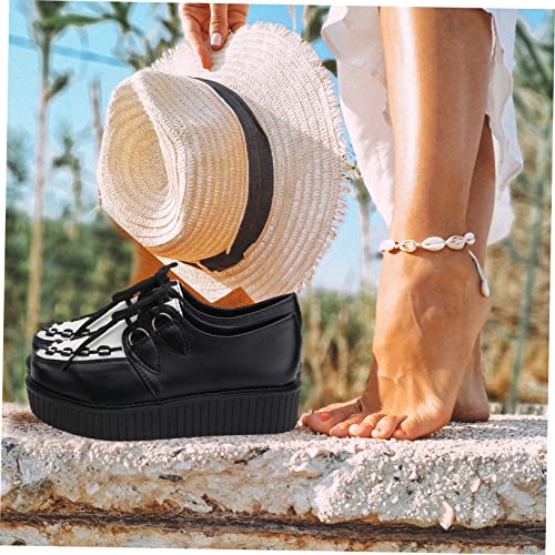 Levemolo 1 par de sapatos femininos com plataforma de renda plana e bico baixo casual calçado redond