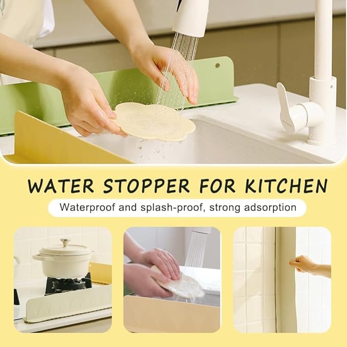 YAVRIXZ Silicone Sink Splash Guard for Kitchen and Bathroom,Silicone Sink Splash Guards with Strong Suction Cup,Silicone Flume Baffle Water Barrier for Kitchen Sink Anti-Splash Water(Multicolor,48cm) 1