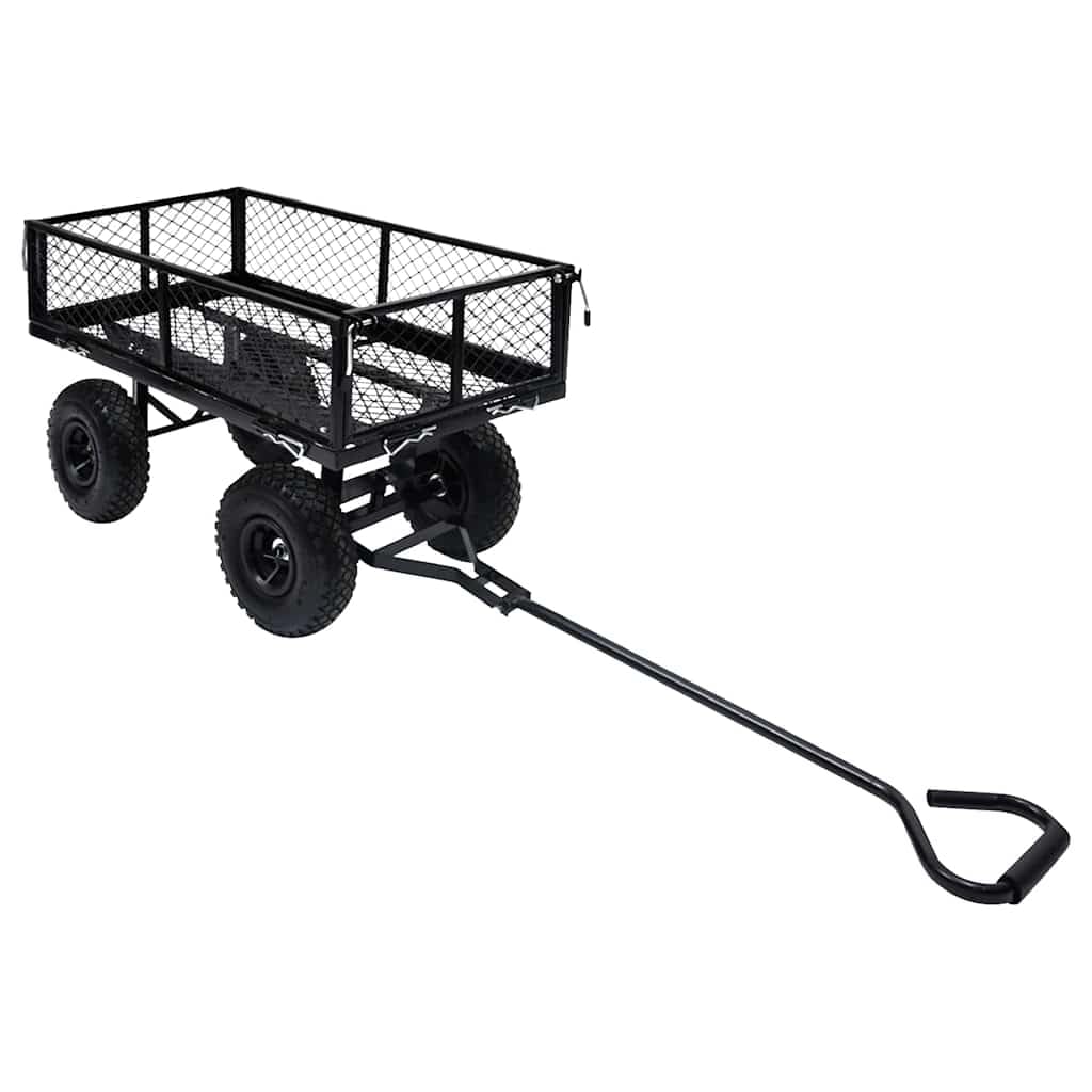 Gartenwagen Schwarz 250 kg Traglast, Bollerwagen mit klappbaren Seitenwänden, robuster Transportwagen für Garten, Gartenkarre aus Stahl für Holz und Blumen