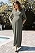 LaClef Women's Wrapped Ruched Maternity Dress with Pocket (Olive, L)