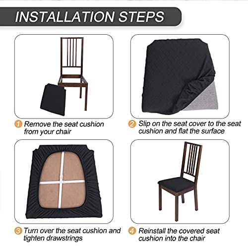 Searchi Seat Covers For Dining Room Chairs Stretch Printed Chair Seat Covers Set Of 6, Removable Washable Upholstered Chair Seat Protector Cushion Slipcovers For Kitchen, Office(Yellow Geometric) #TOP3