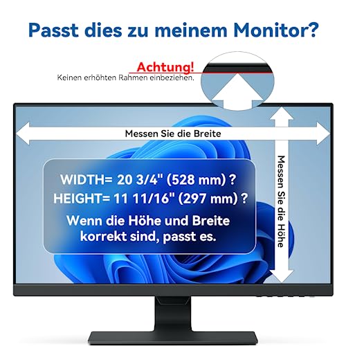 IPROKKO 2 Stück 23.8 Zoll Computer Sichtschutzfolie for 16:9 Monitor, Abnehmbarer Sichtschutz Anti Blaulicht Blendschutz Blickschutzfolie Displayschutz Blickschutzfilter für Hp Dell Acer Lenovo