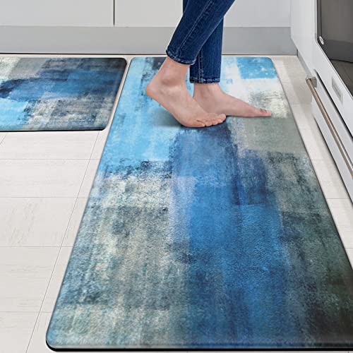 Mayhmyo Kitchen Mat 2 Piece Anti Fatigue Kitchen Floor Mat Non Slip Waterproof Memory Foam Cushioned Teal Kitchen Rugs And Kitchen Mats For Floor Laundry Room Home Office Sink #TOP23