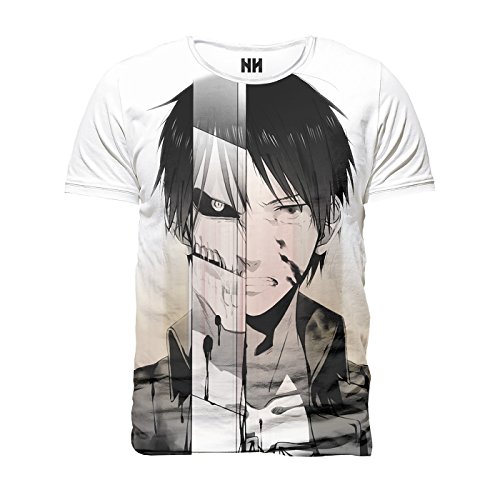 Eren Jaeger - Camiseta de hombre con diseño de los personajes Mikasa/Armin de la serie de anime/manga 'Ataque a los Titanes' multicolor XX-Large