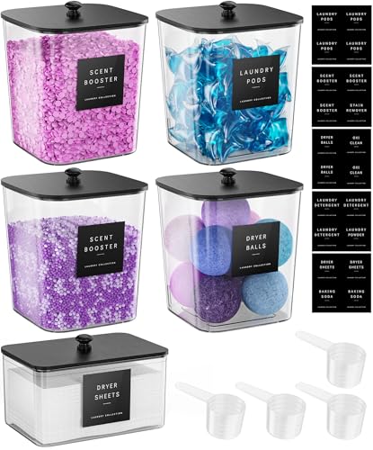 Moforoco 5 Pack Laundry Pods Container, Clear Laundry Room Organization