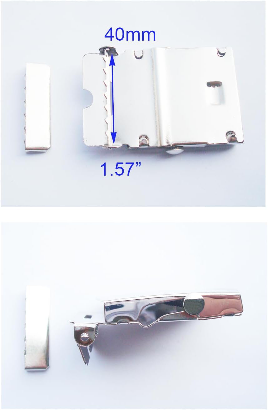 Classic Military Slider Style Belt Buckle with End Tip,Shiny Silver Plating Army Garment Buckle,Pack of 2 sets