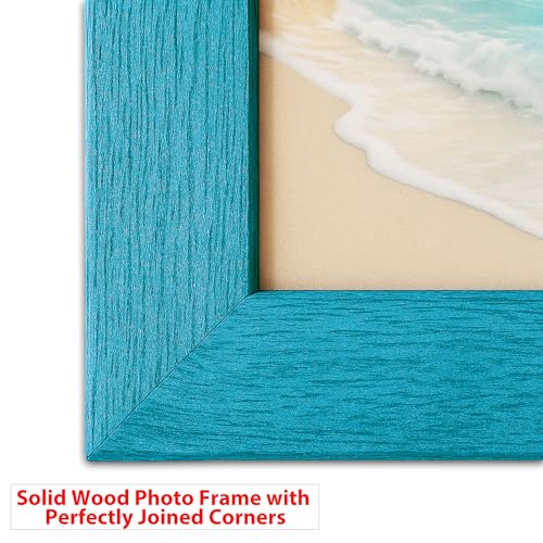 Image of A2 Size Photo Frame | Blue Photo Frames For Wall Decor | Smart Wall Frame | Wooden Photo Frame Crafted For Style | Stylish Big Photo Frames For Wall | Ideal Wooden Engraved Frame