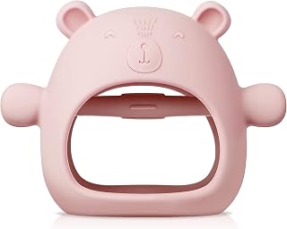 Baby Teething Toys, Teething Toys for Babies 0-6 Months, Baby Teether for Teething Relief, Teething Pacifiers BPA Free, Bear(Pink)