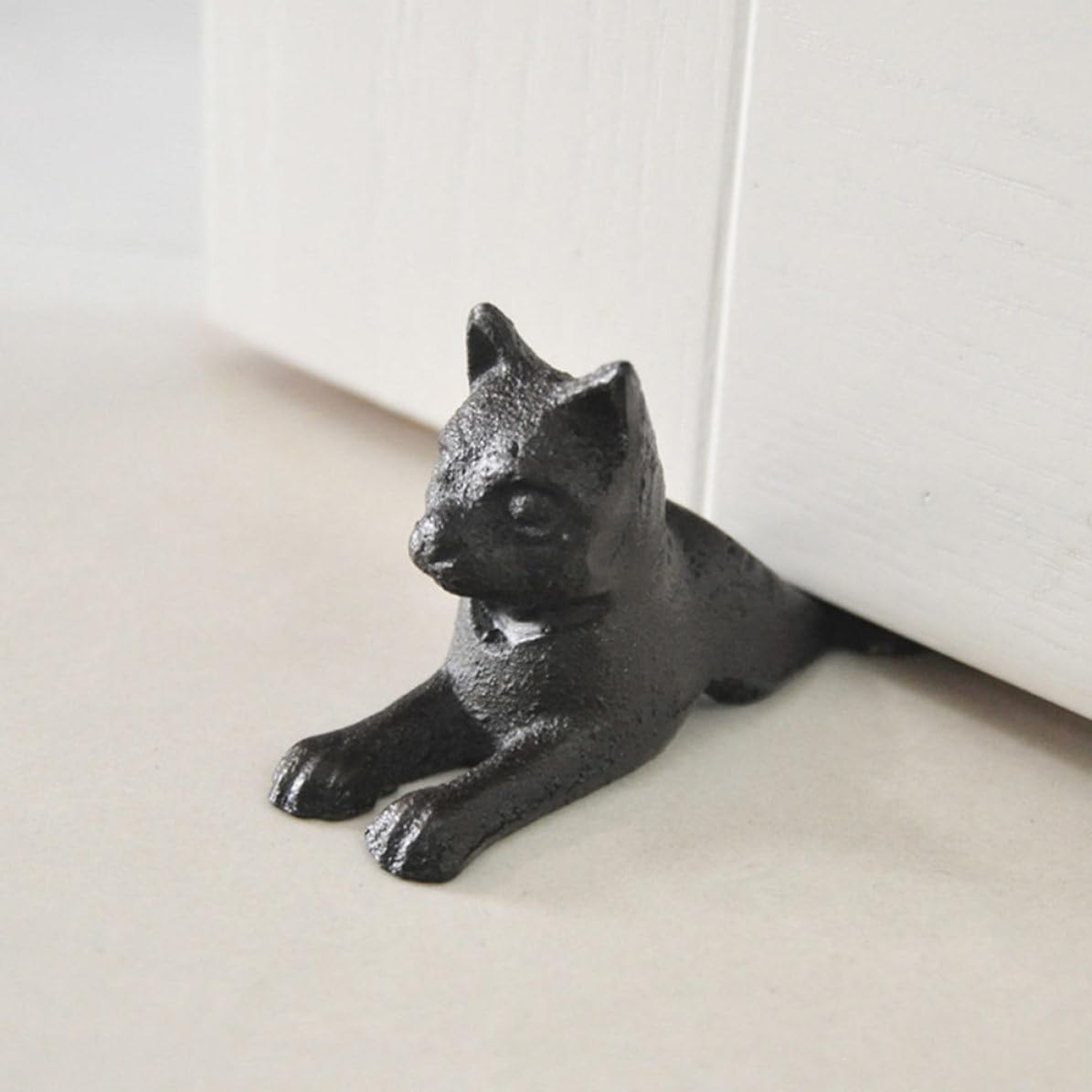 2 Stück Türstopper in Katzenform aus Gusseisen, Schwarz