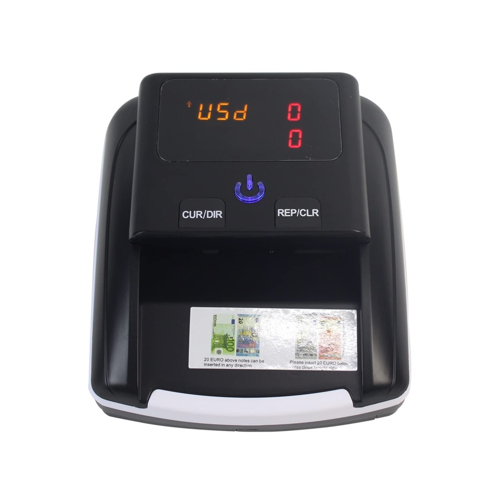 WDSOPK Portable Fake Banknote Detector Euro And USD Conterfeit Currency Currency Money Counter Machine Counterfeit Cash Quick Identify With LED Display (With Battery)