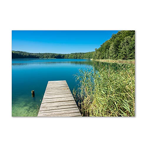 Fond de hotte verre trempé 100x70 cm bleu paysage déco murale cuisine