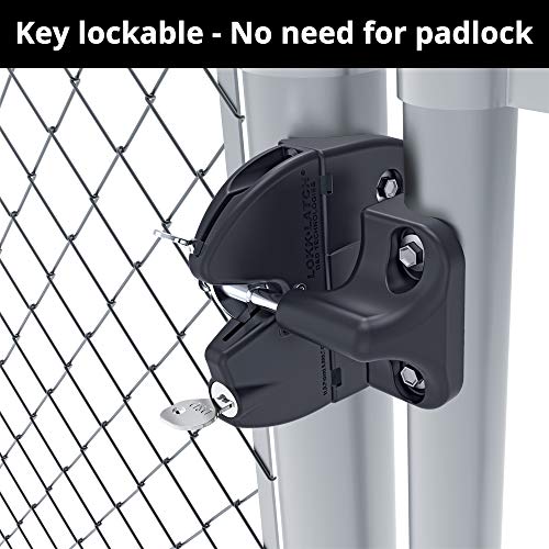 D&D Technologies Llabrnd Round Post Lokklatch With External Access Kit, Locking Gate Gravity Latch, Key Lockable On Both Sides Of Gate, For Chain Link Fences, Black #TOP4