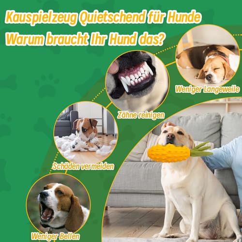 LIFLIX Hundespielzeug Quietschend für Kauer, Harte Kauspielzeug Hund aus Naturkauschuck, Hundespielzeug Robust für Kleine Mittelgroße und Große Hunde, Gehörnte Melone Form