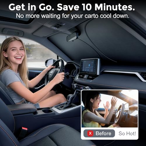 Image of [2026 Upgraded] DooGooCoo Windshield Sun Shade for Jeep Grand Cherokee 2011-2025 2026 [Cooling Ice-Crystal, 100% Sun Block ] Sunshade for Car Windshield Grand Cherokee Sun Shade, Custom Fit Jeep.