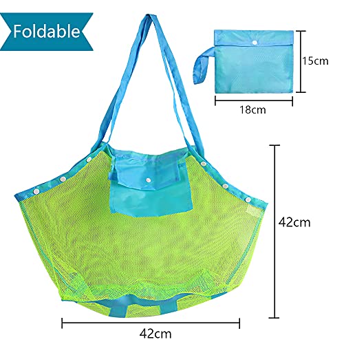 HOOTO Mesh Beach Toys Bag Large Beach Bags and Totes Away from Sand Bag Toys Organizer Storage Bags Sand Toys Collector Beach Pool Gear Foldable