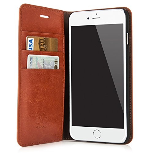 Quadocta Case para iPhone Thin Leather Funda Liber Pielu00a0u0096u00a0Piel para Apple iPhone 7u00a0Plus iPhone 8u00a0Plus, Carcasa portatil Case en Negro y marrón marrón Marrón iPhone 8 Plus/iPhone 7 Plus (5,5)